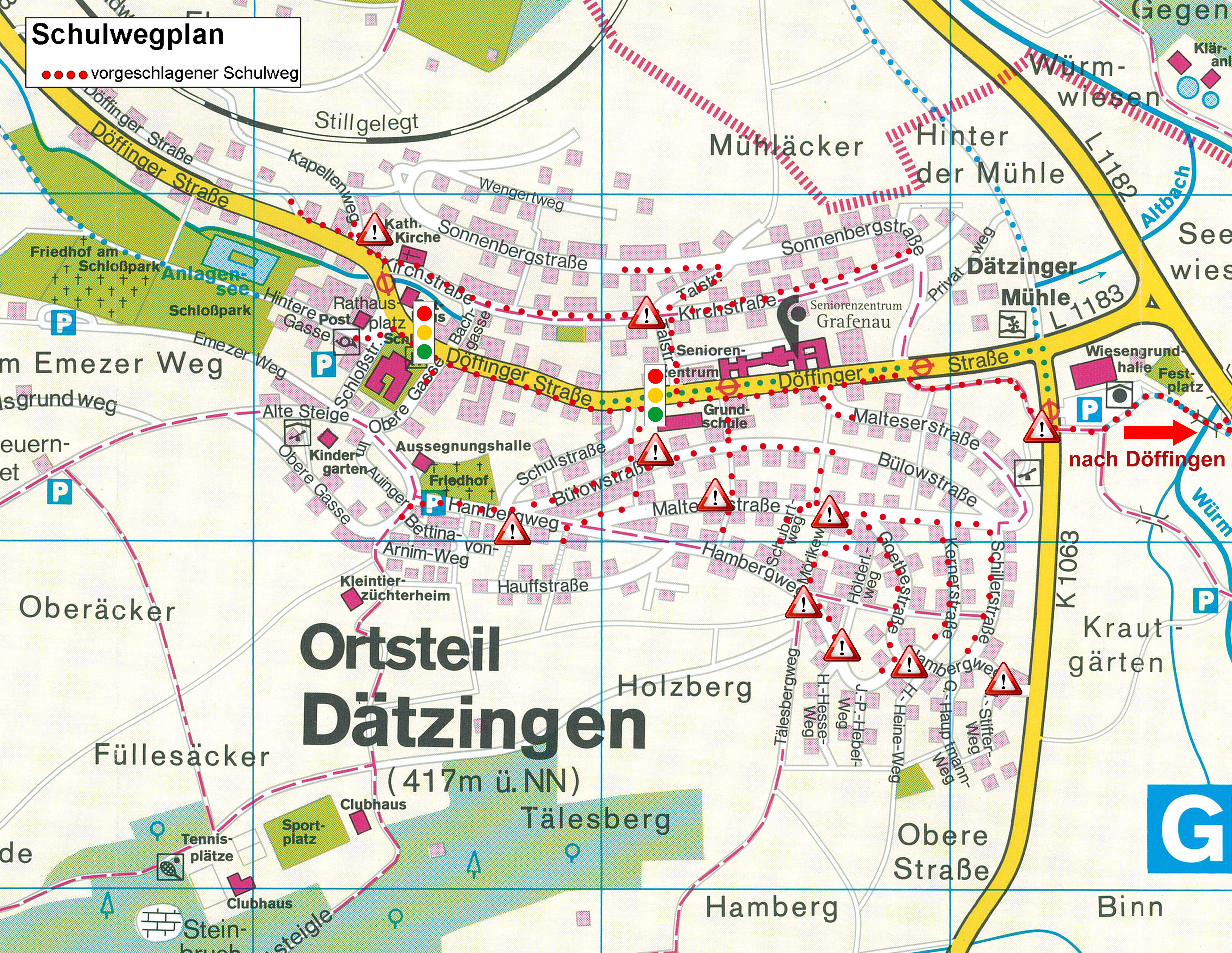 Schulwegplan zur Grundschule Dätzingen