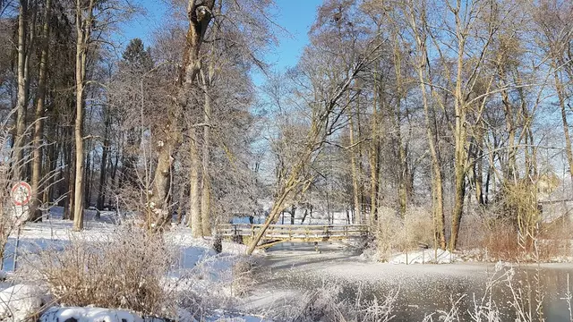 Brücke im Winter mit Schnee